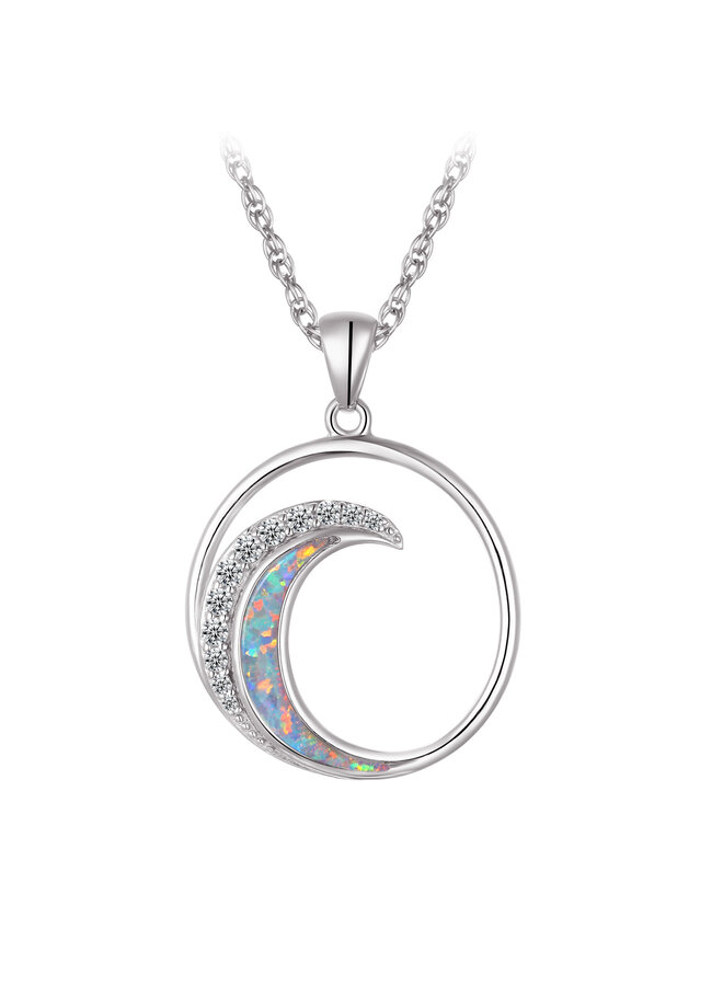 Legend collier argent sterling moon CZ et nacre