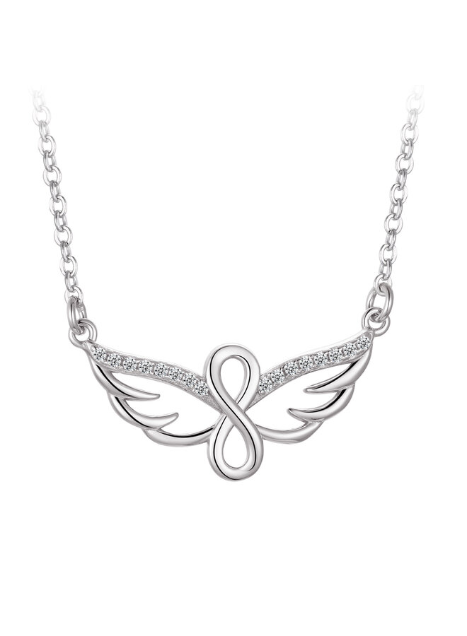 925 Sterling Silver CZ Infinity Angel Necklace