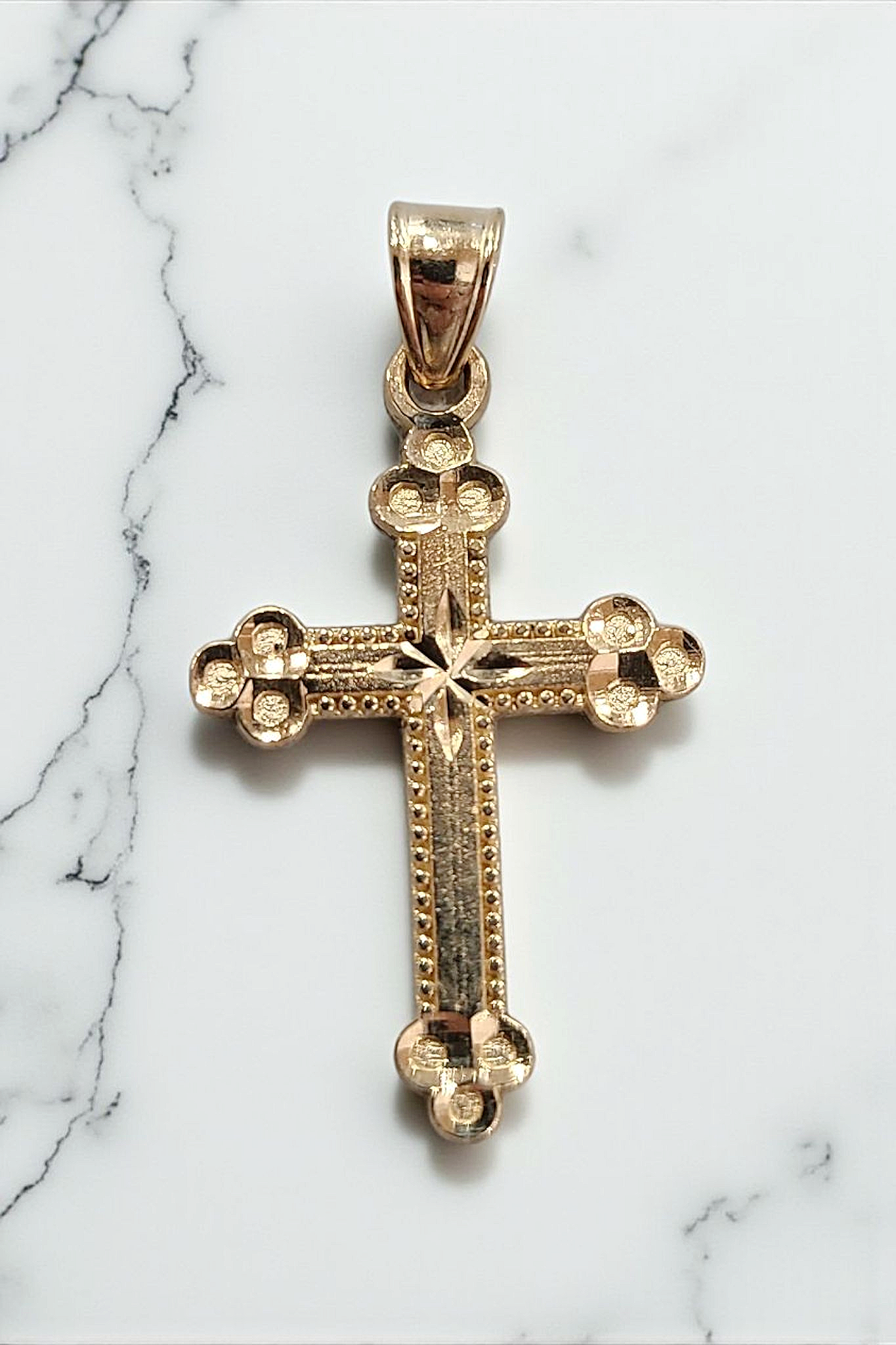 Pendentif Or Jaune 18k Zircone 11 Pierres Croix 601287