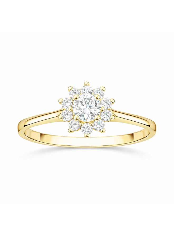 14k Canadian diamond halo ring, 0.20ct SI J, 0.17ct I GH
