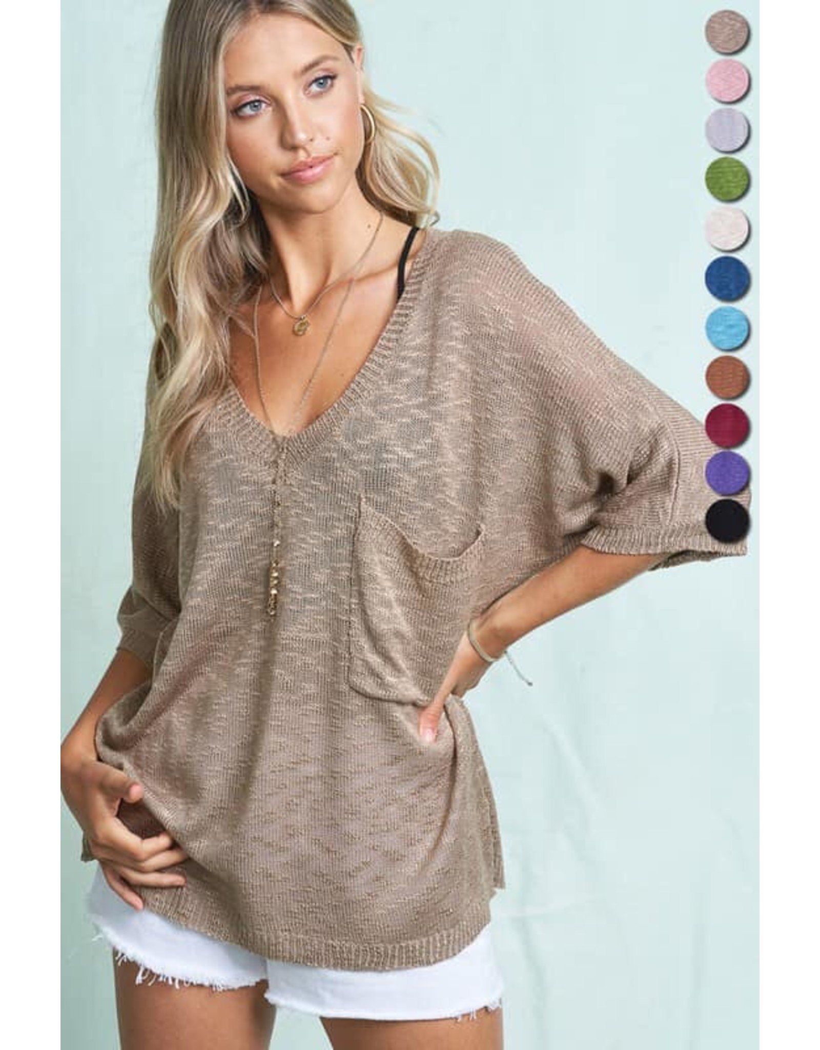 V-Neck Loose Knit Sweater Top