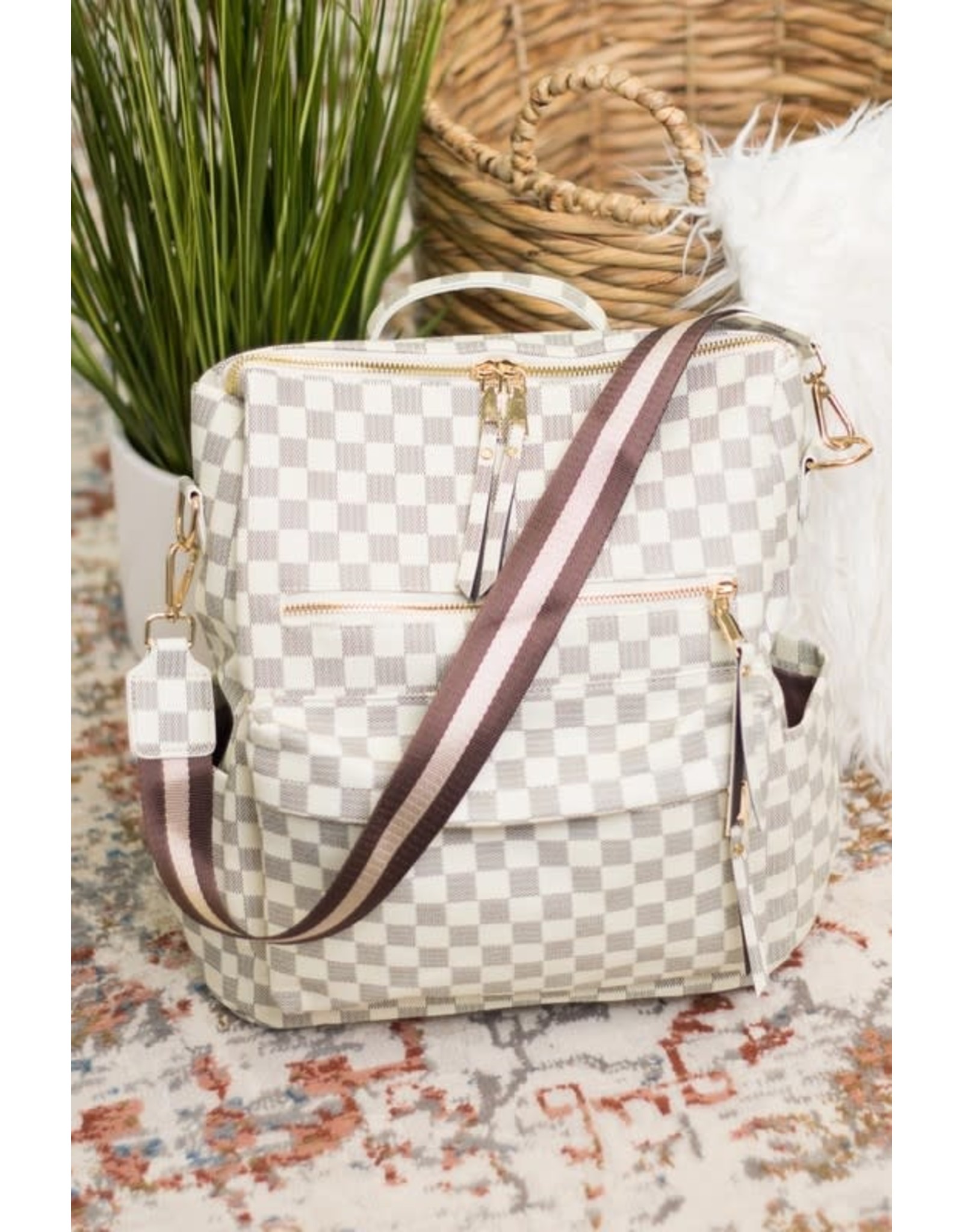 Checkerboard Convertible Guitar Strap Backpack Handbag