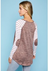 Hacci Top with Striped Sleeves