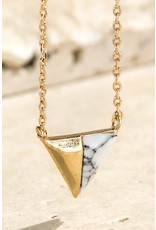 Brass Natural Stone Pendant Necklace