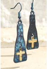 Hammered Metal Cross Earrings