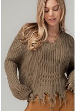 Frayed Hem Knit Sweater