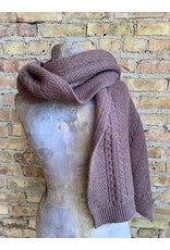Lambs Wool Cable Knit Wrap brown