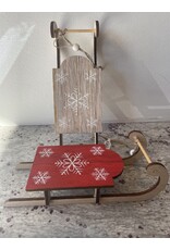 8"H Wood Sled Ornament with Snowflakes