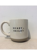 Sweet Water Decor Merry and Bright - Cream Stoneware Coffee Mug - 14 oz