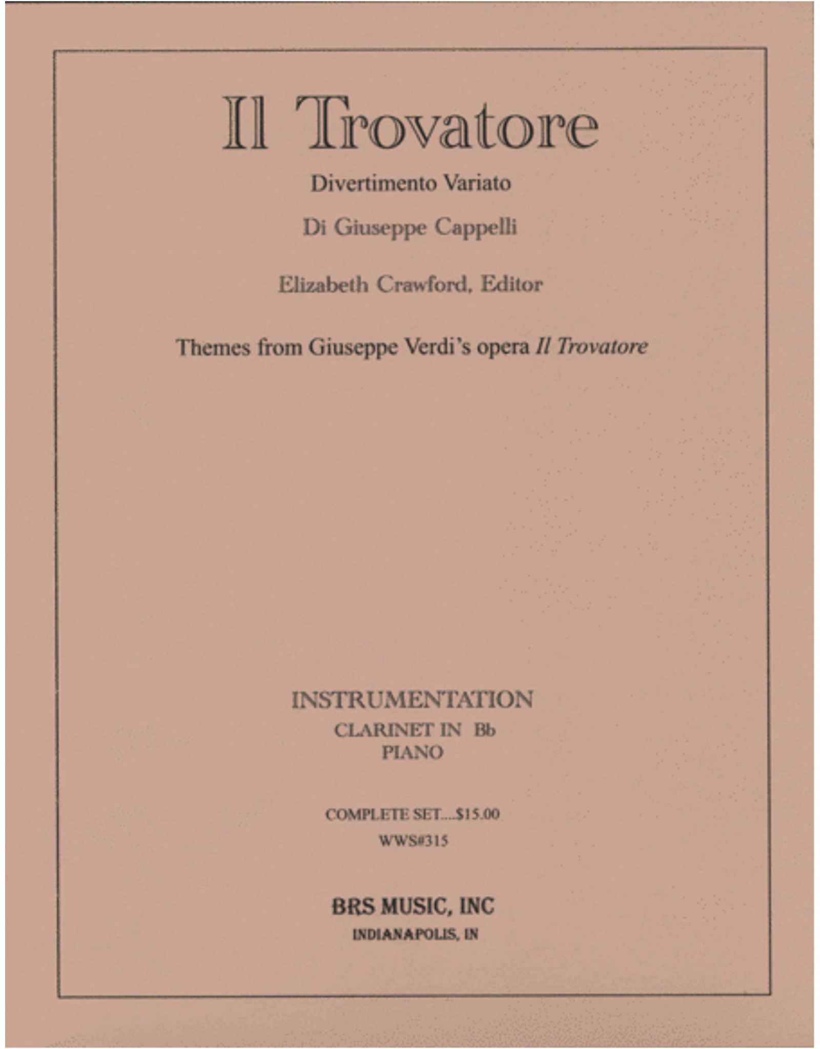 Generic Cappelli - Il Trovatore For Clarinet and Piano