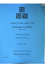 Medici Music Press Bach - Concerto in A Minor Clarinet and Piano CO901