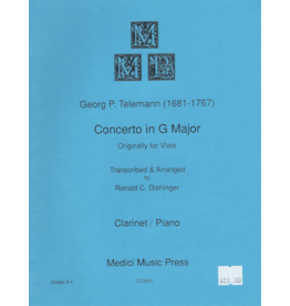Medici Music Press Telemann - Concerto in G Major Clarinet and Piano CO900