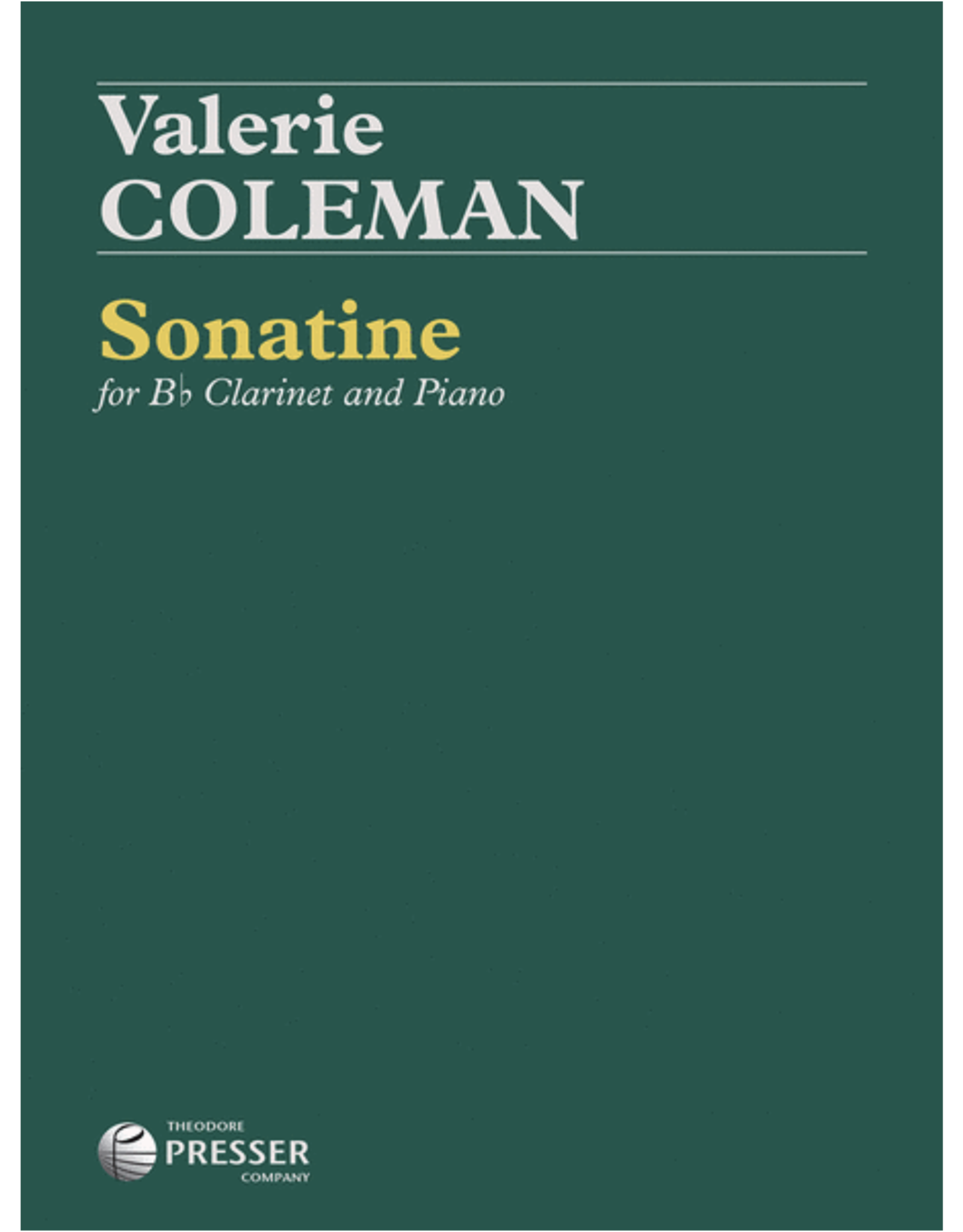 THEODORE PRESSER CO Coleman Sonatine for Clarinet and Piano