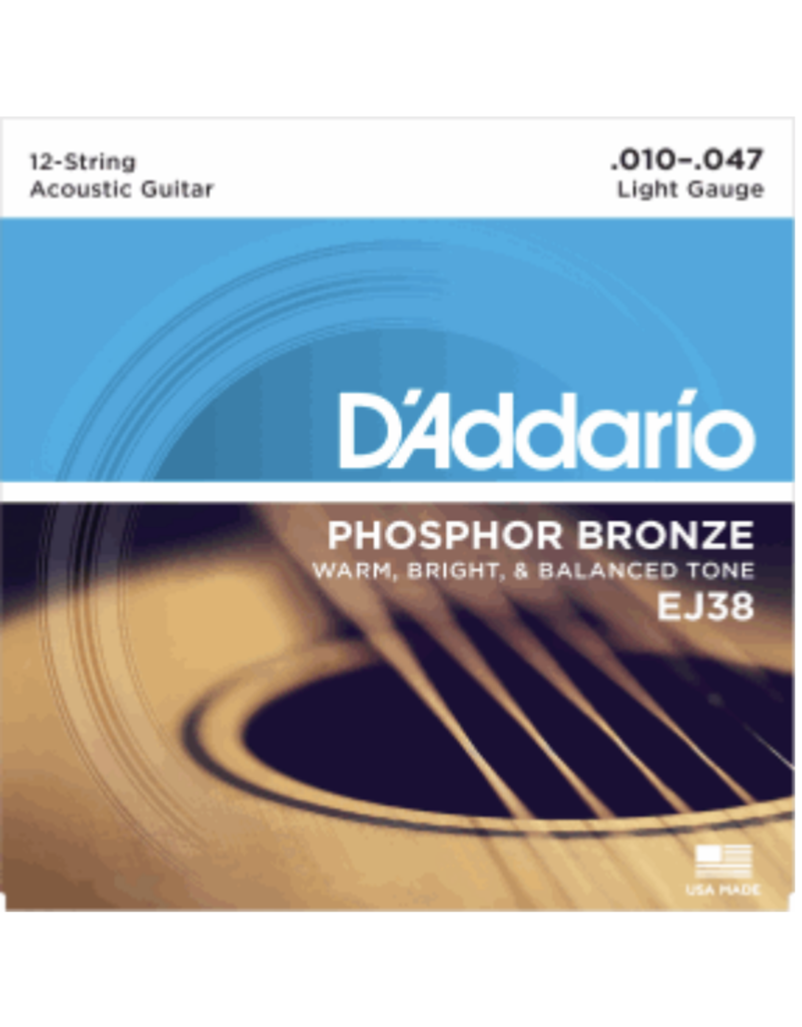 DAddario Fretted D'addario Phosphor Bronze Lite Acoustic 12 String Set .010