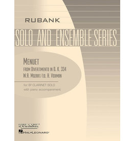 Hal Leonard Menuet (from Divertimento in D, K. 334) Bb Clarinet Solo with Piano