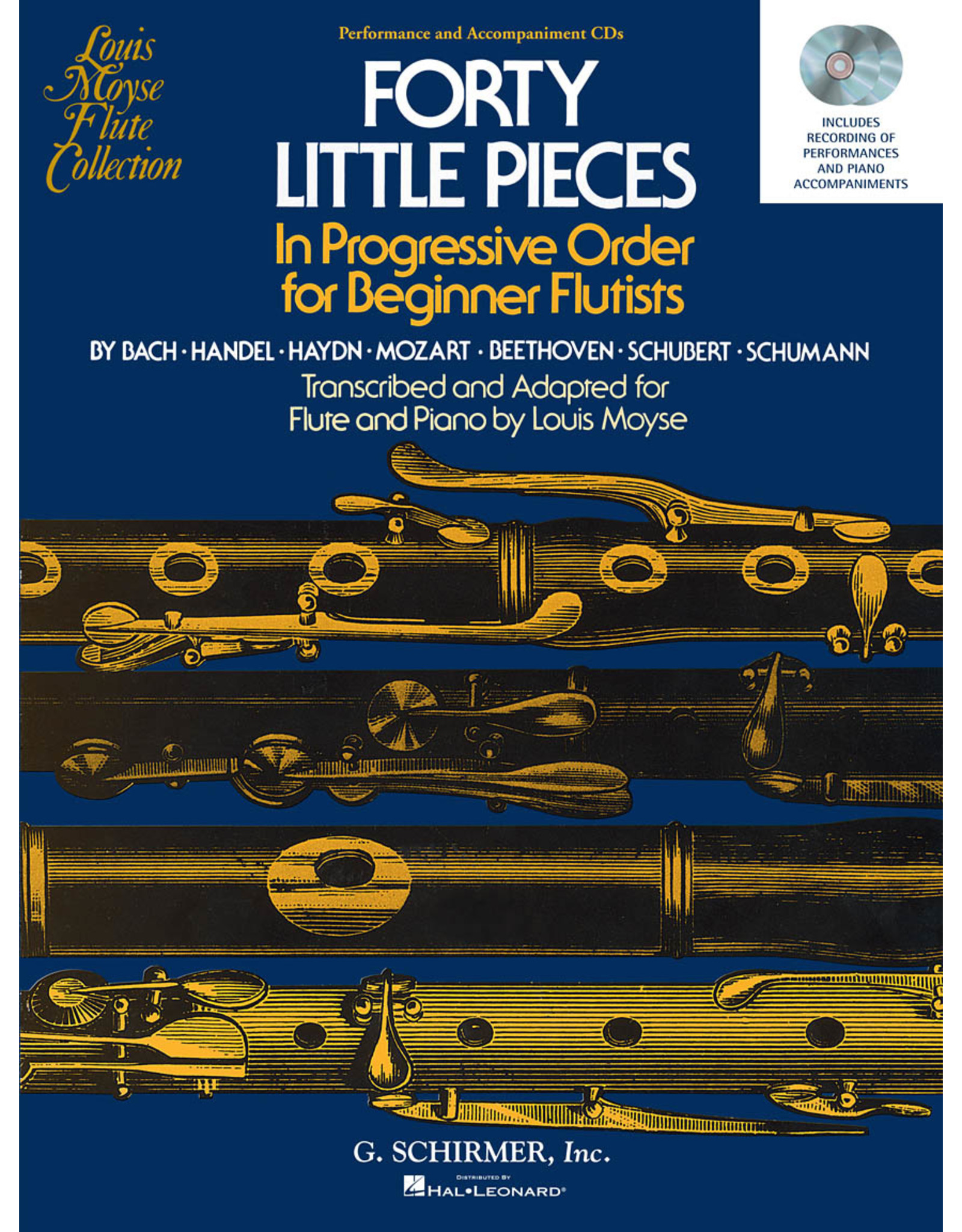 Hal Leonard 40 Little Pieces in Progressive Order for Beginner Flutists Set of Two Enhanced Performance and Accompaniment CDs ed. Louis Moyse Woodwind Solo 2 CDs