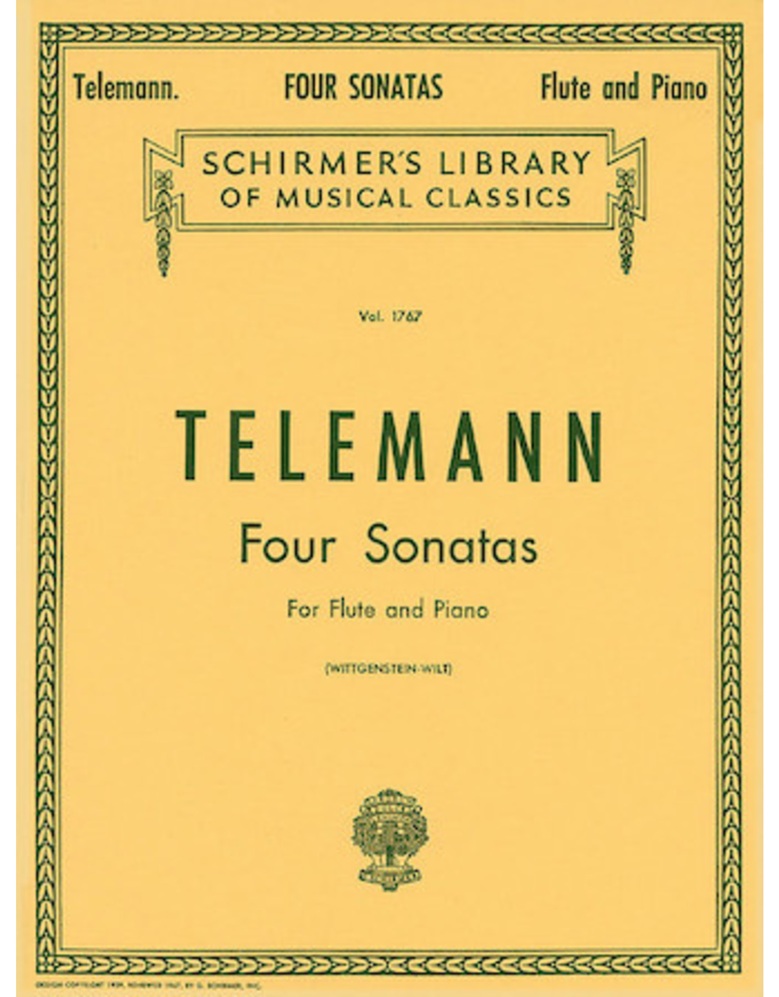 Hal Leonard Telemann - Four Sonatas Schirmer Library of Classics Volume 1767 Flute & Piano edited by Milton Wittgenstein