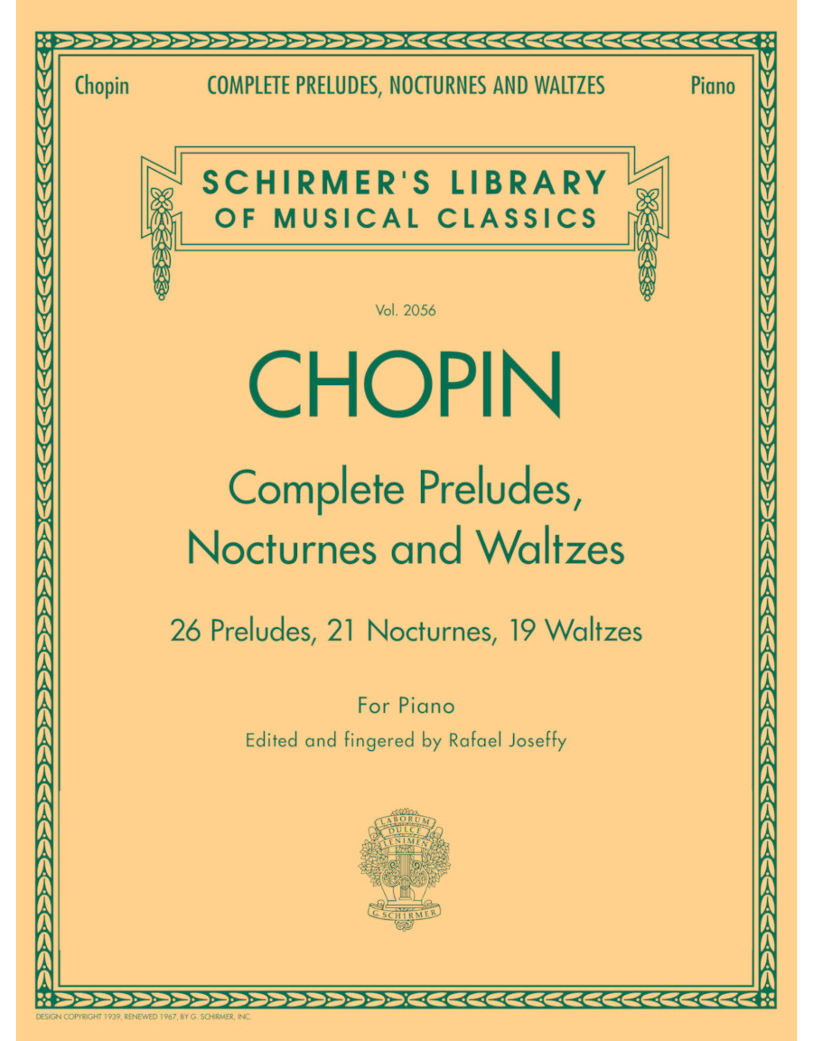 G. Schirmer, Inc. Complete Preludes, Nocturnes & Waltzes Schirmer Library of Classics Volume 2056 ed. Rafael Joseffy