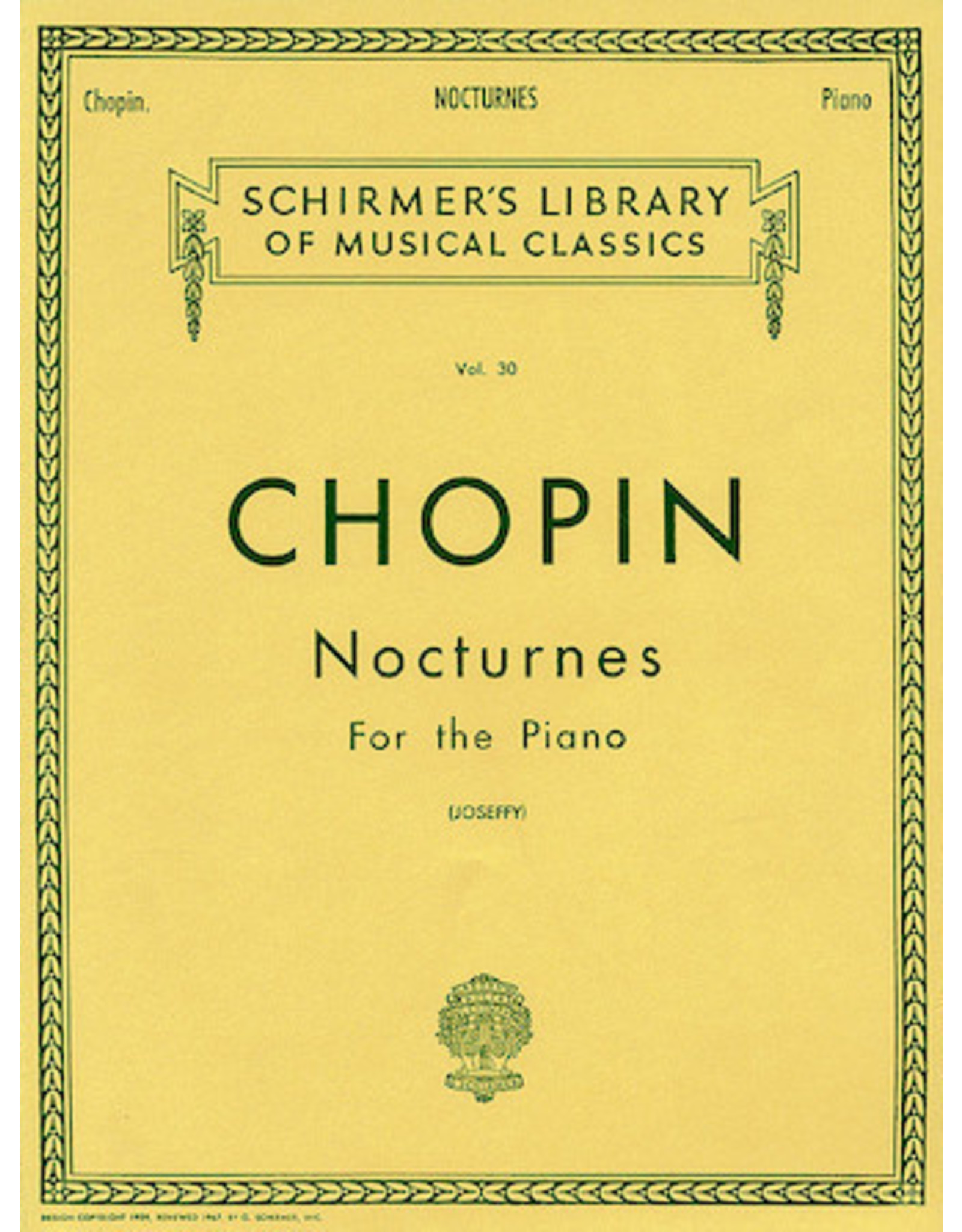 Hal Leonard Nocturnes Schirmer Library of Classics Volume 30 Piano Solo (Joseffy)
