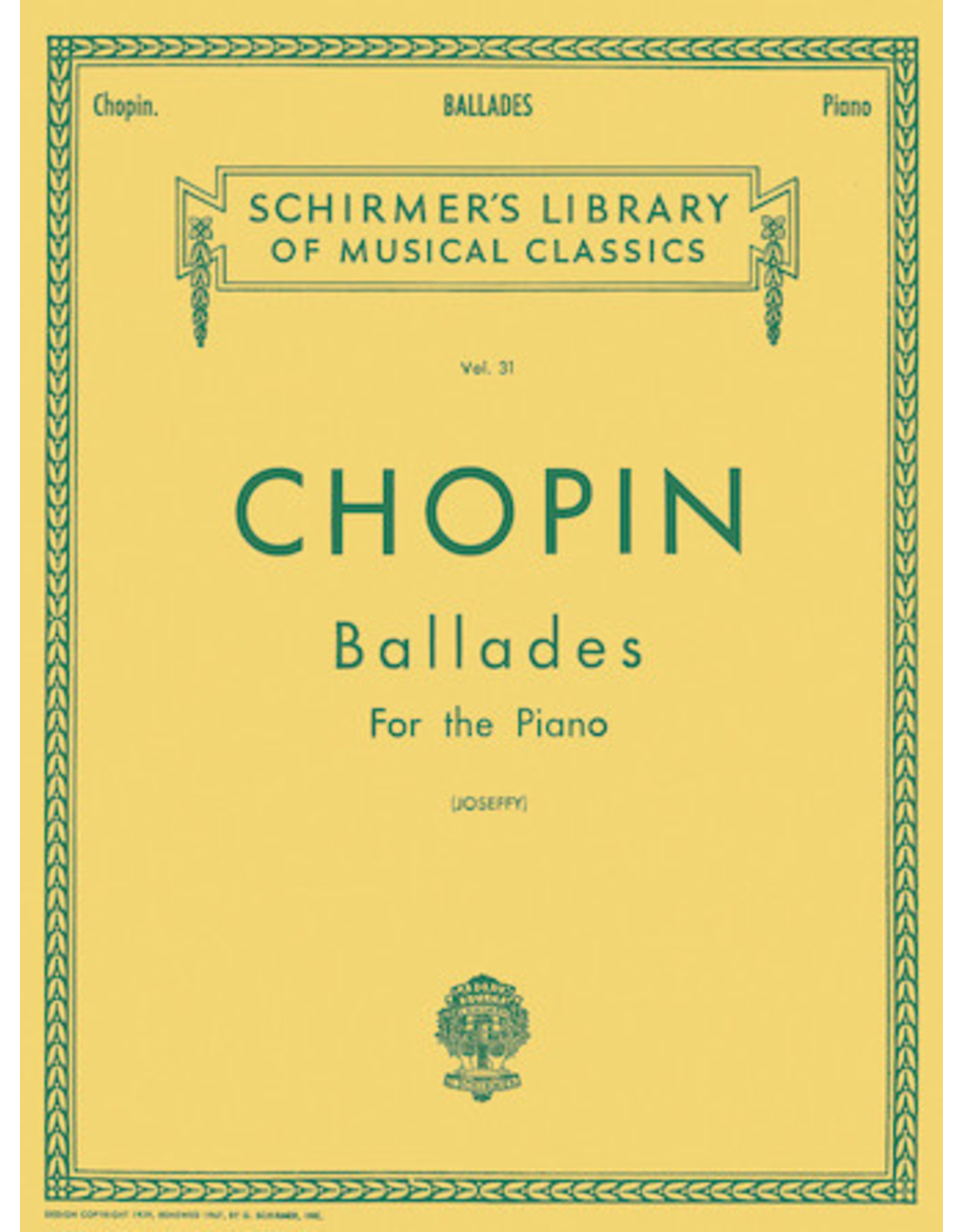 Hal Leonard Chopin - Ballades Piano Solo (Joseffy) Piano Collection
