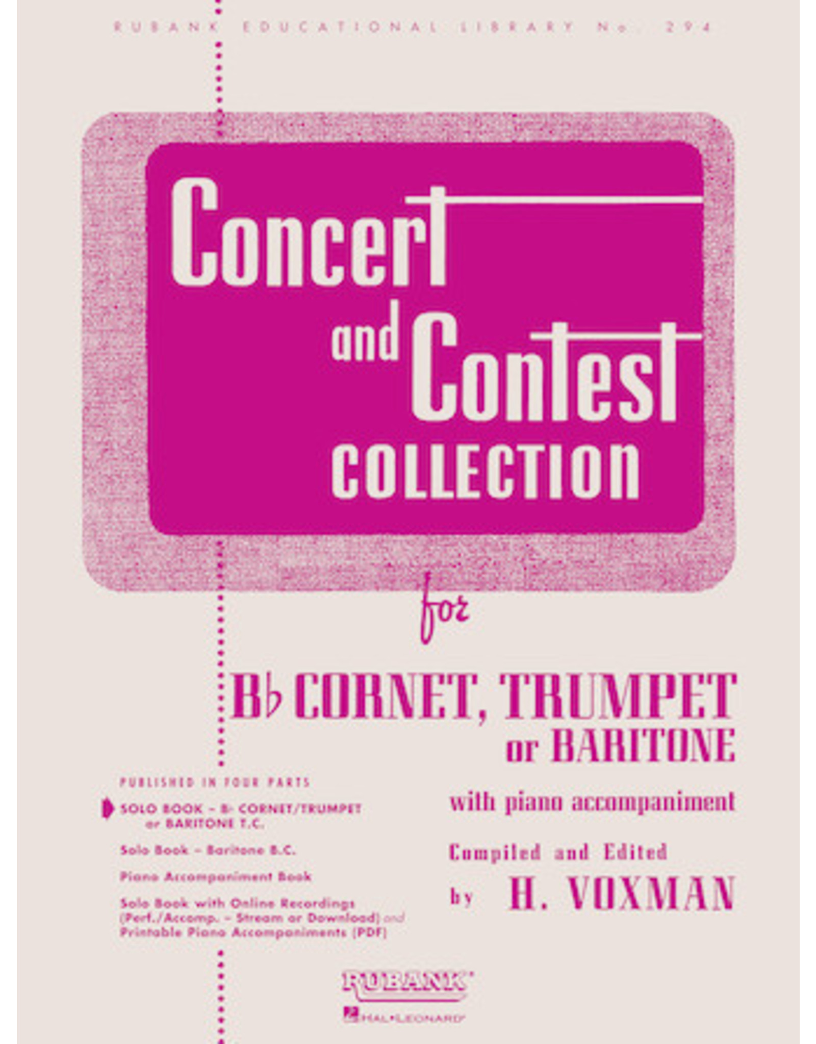 Hal Leonard Concert and Contest Collection Solo Book Only - Bb Cornet, Trumpet or Baritone T.C. Softcover