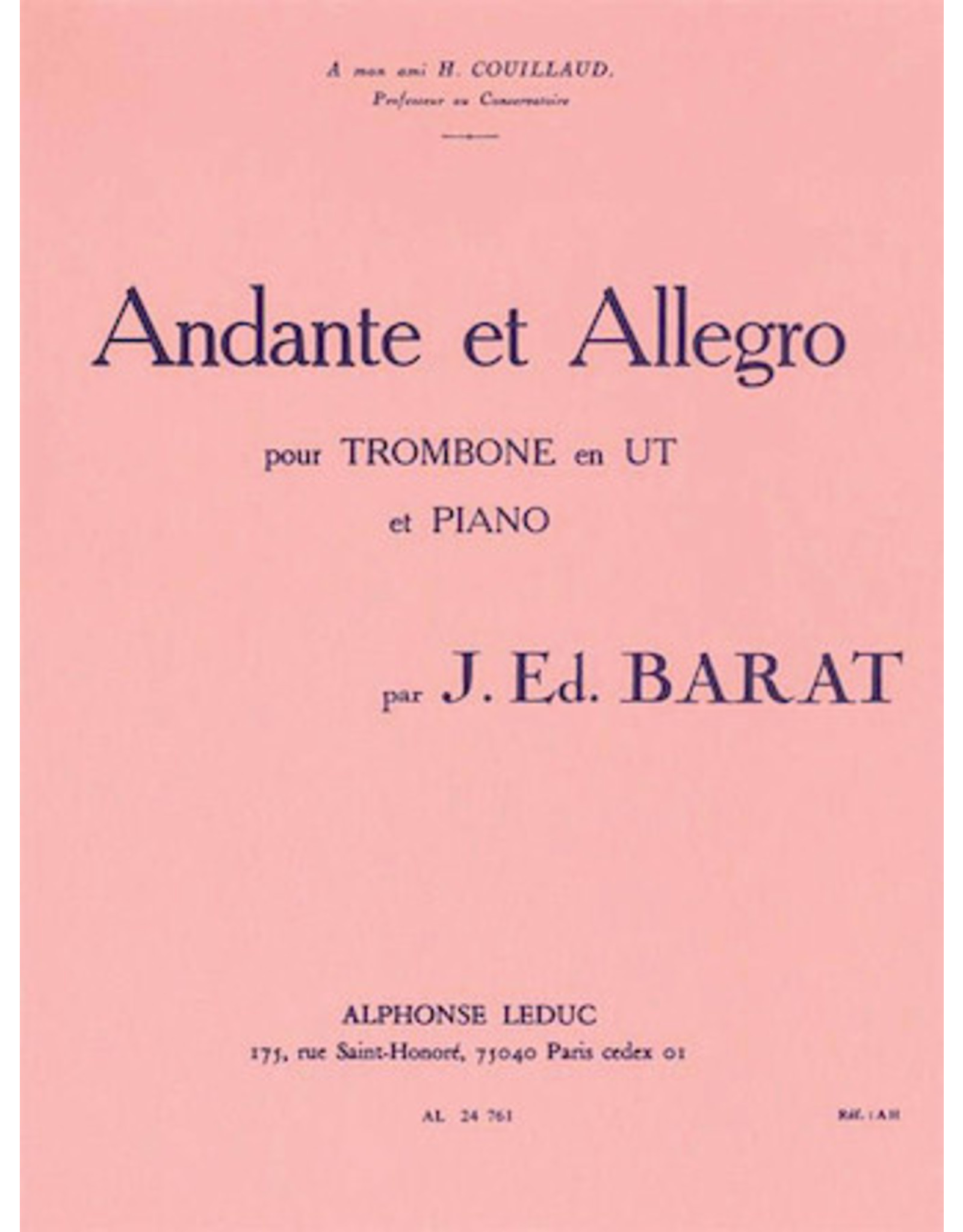 Alphonse Leduc Barat Andante et Allegro - Trombone