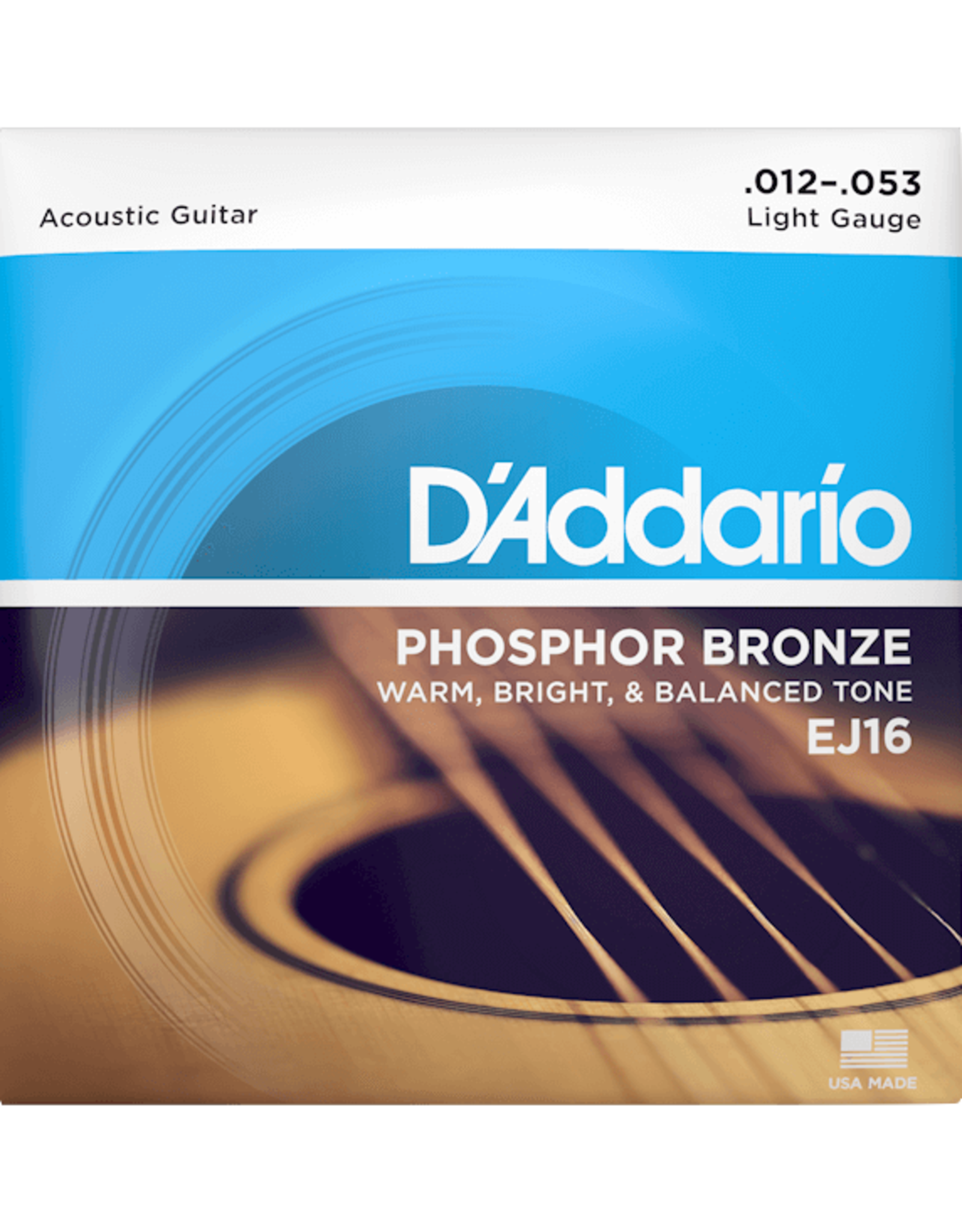 D'Addario D'addario EJ16 Phosphor Bronze Acoustic Guitar Strings Medium 12-53