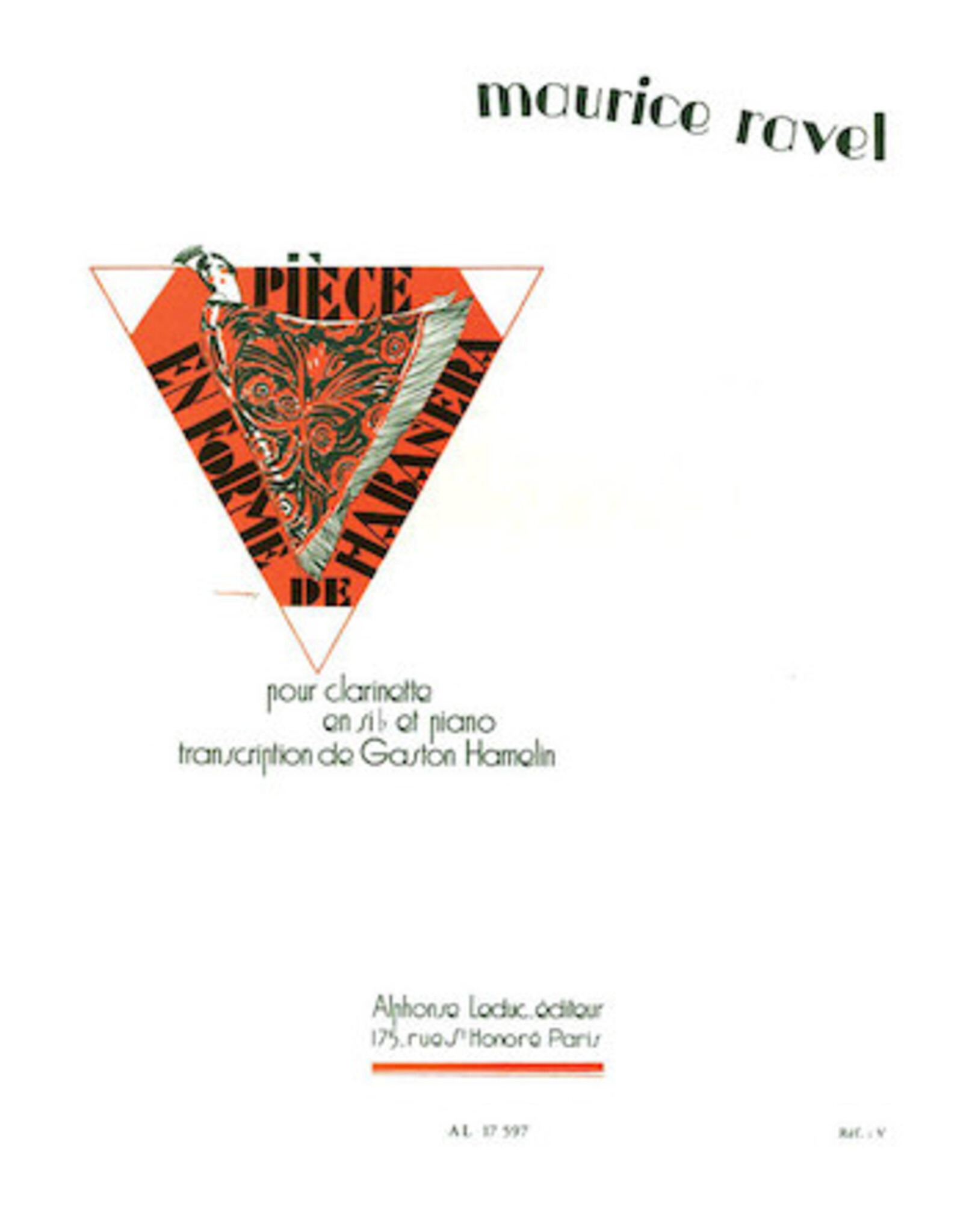 Alphonse Leduc Ravel - Piece en Forme de Habanera Clarinette Sib et Piano for Clarinet and Piano Softcover