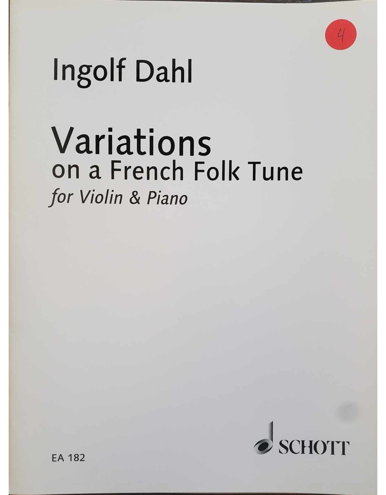 Schott Dahl - Variations On A French Folk Tune Fl/pno