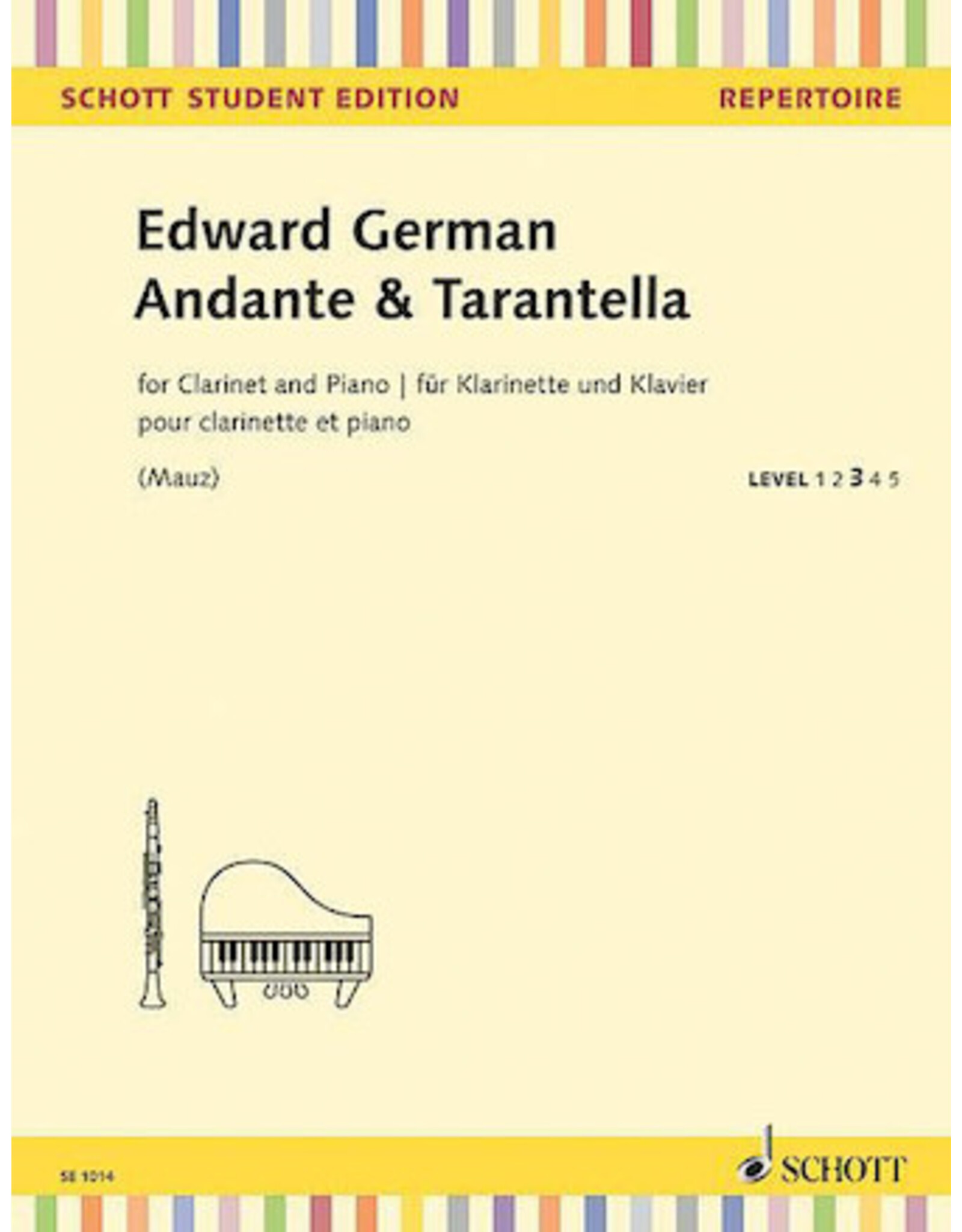 Schott German - Andante & Tarantella for Clarinet in B-flat and Piano - Schott Student Edition Level 3 Softcover (ed. Rudolf Mauz)