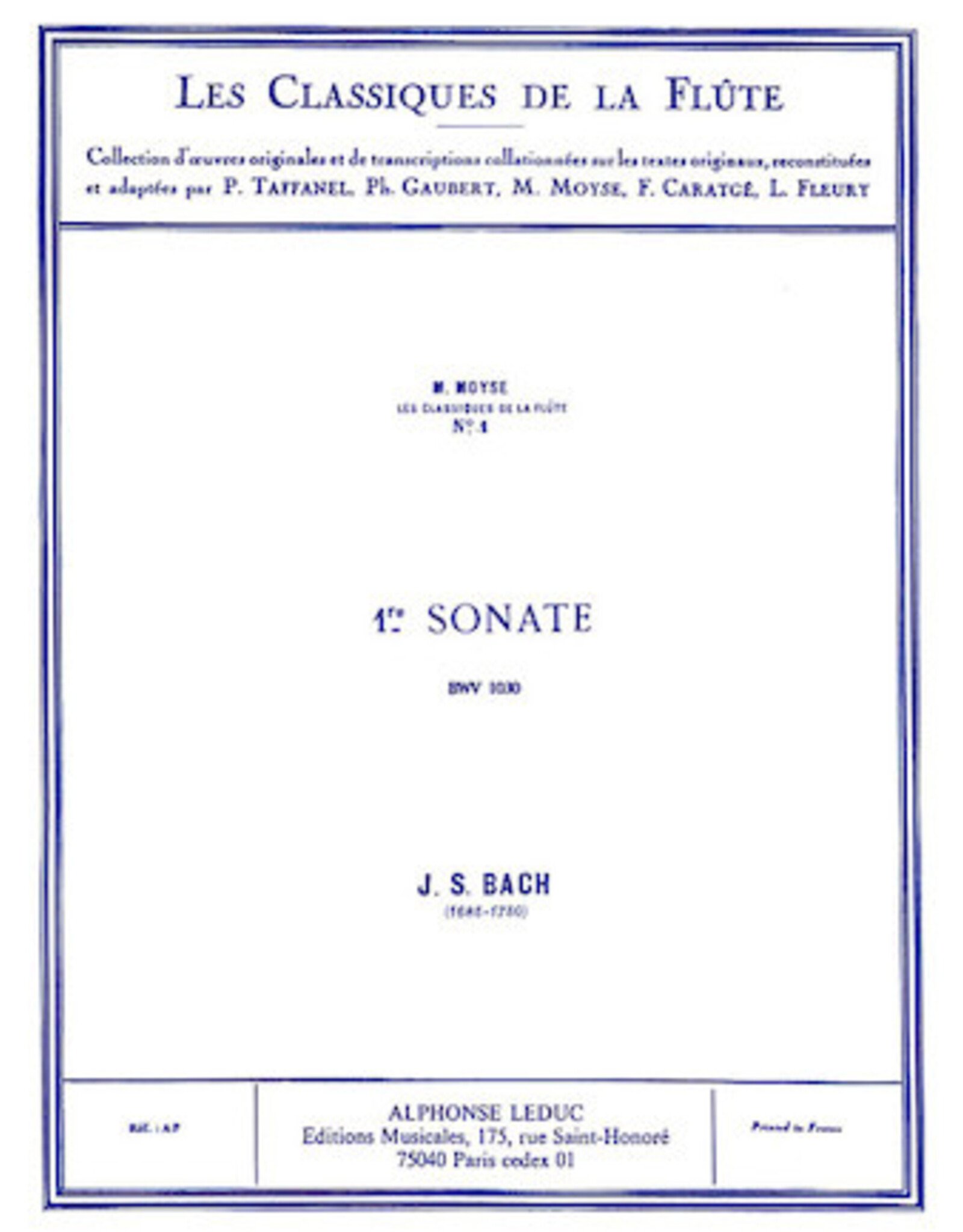 Alphonse Leduc Sonata No. 1, BWV1030 in B Minor - Classiques No. 1 for Flute and Piano Softcover