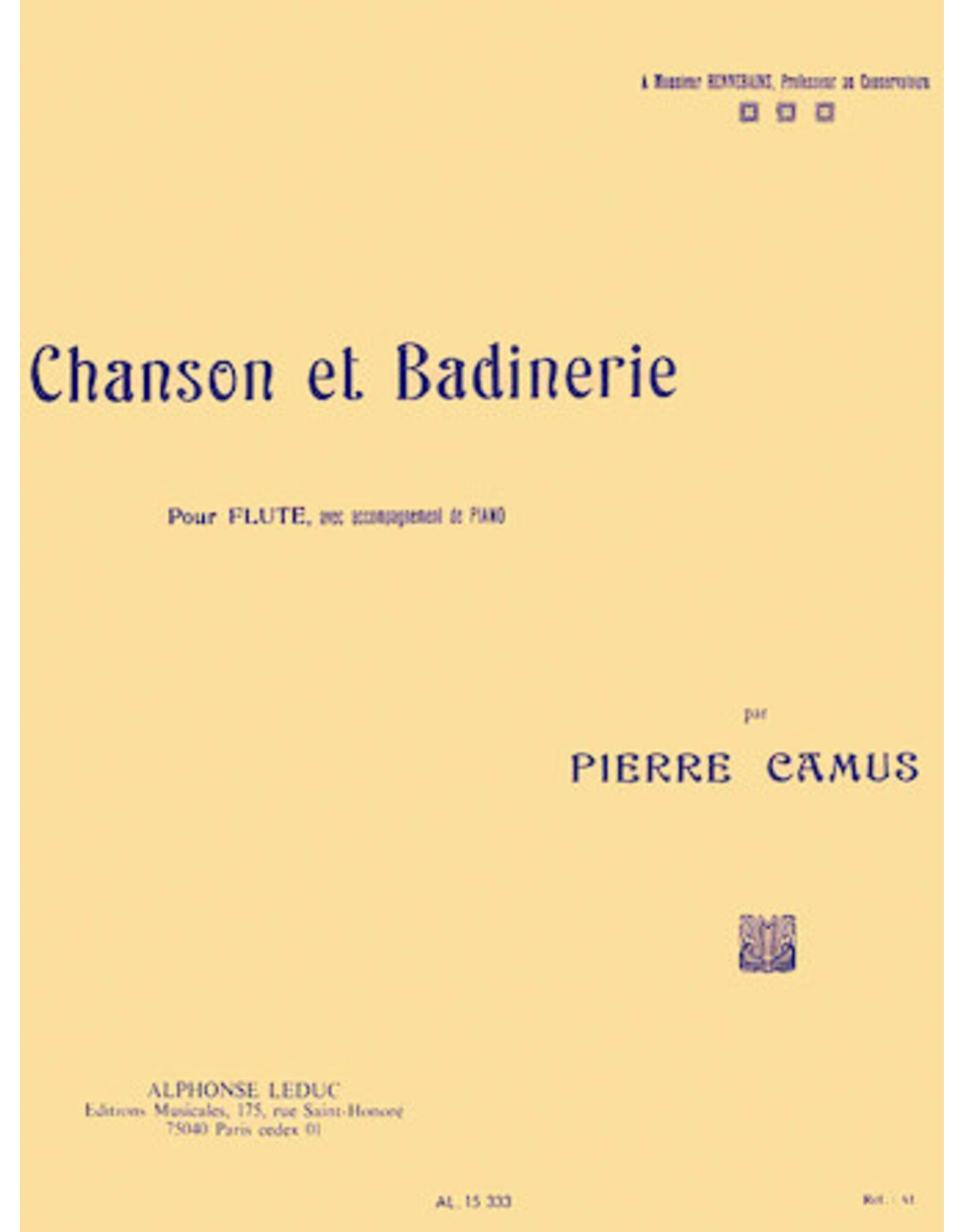 Alphonse Leduc Camus - Chanson et Badinerie pour Flute
