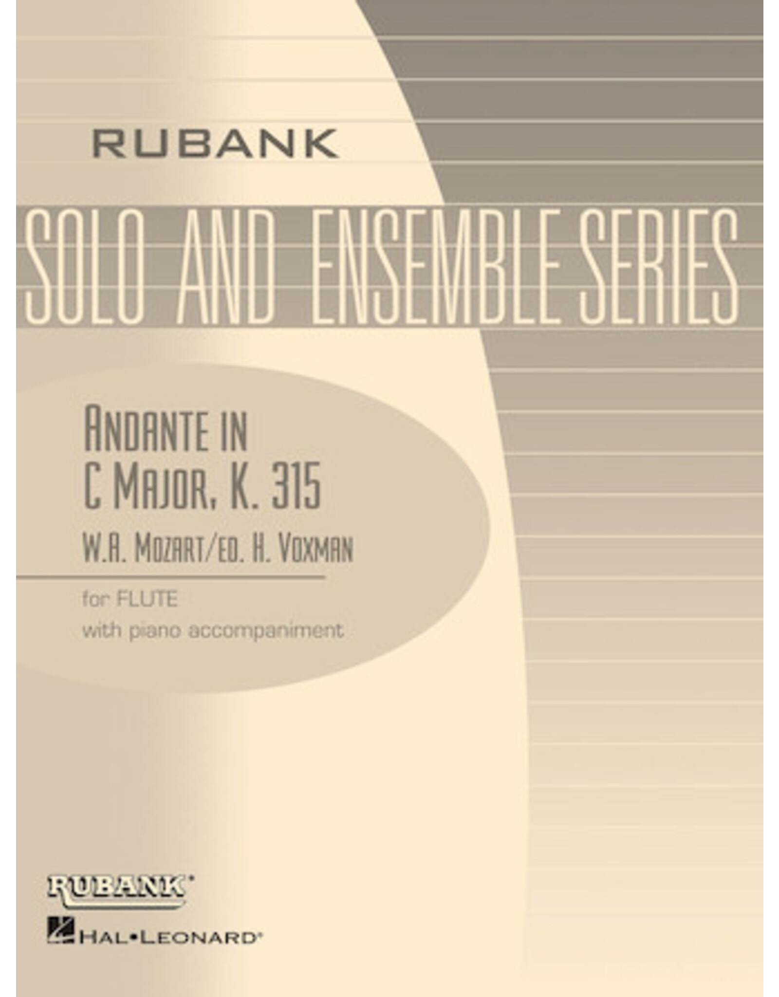 Rubank Publications Mozart - Andante in C Major, K. 315 Flute Solo with Piano (Voxman)