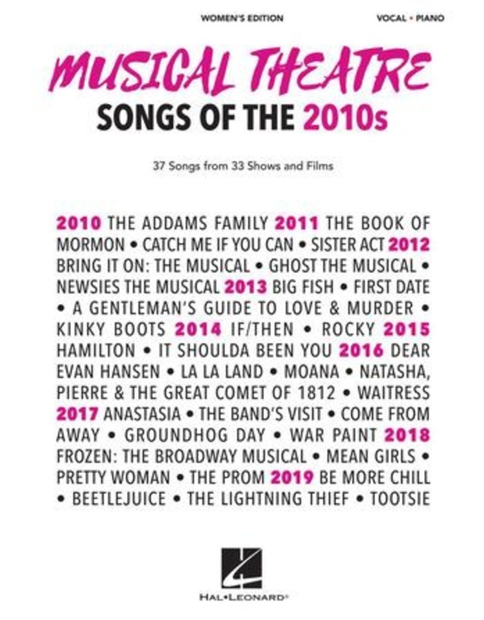 Hal Leonard Musical Theatre Songs of the 2010's Vocal and Piano