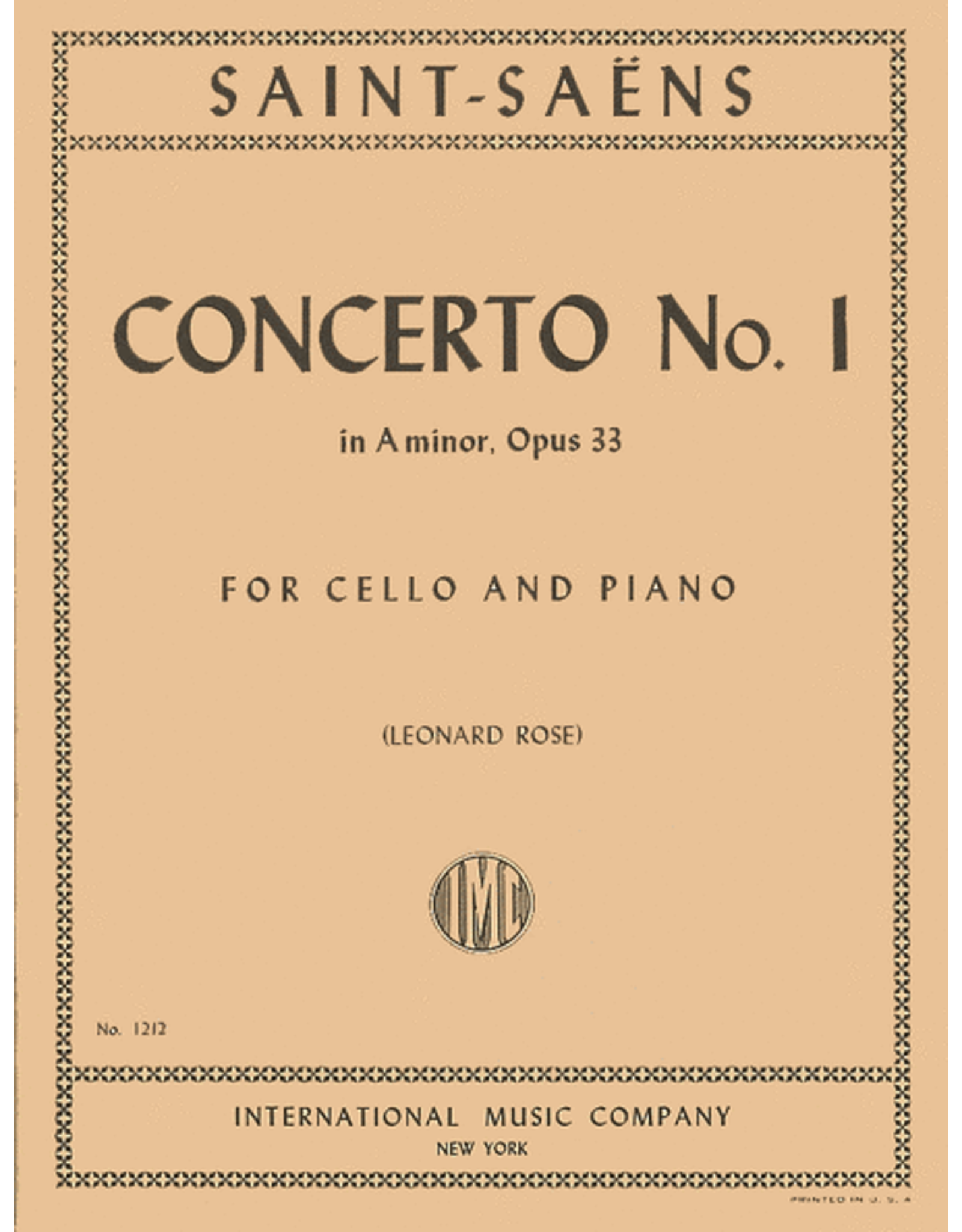 International Saint-Saens Concerto No. 1 Op. 33 Cello and Piano International