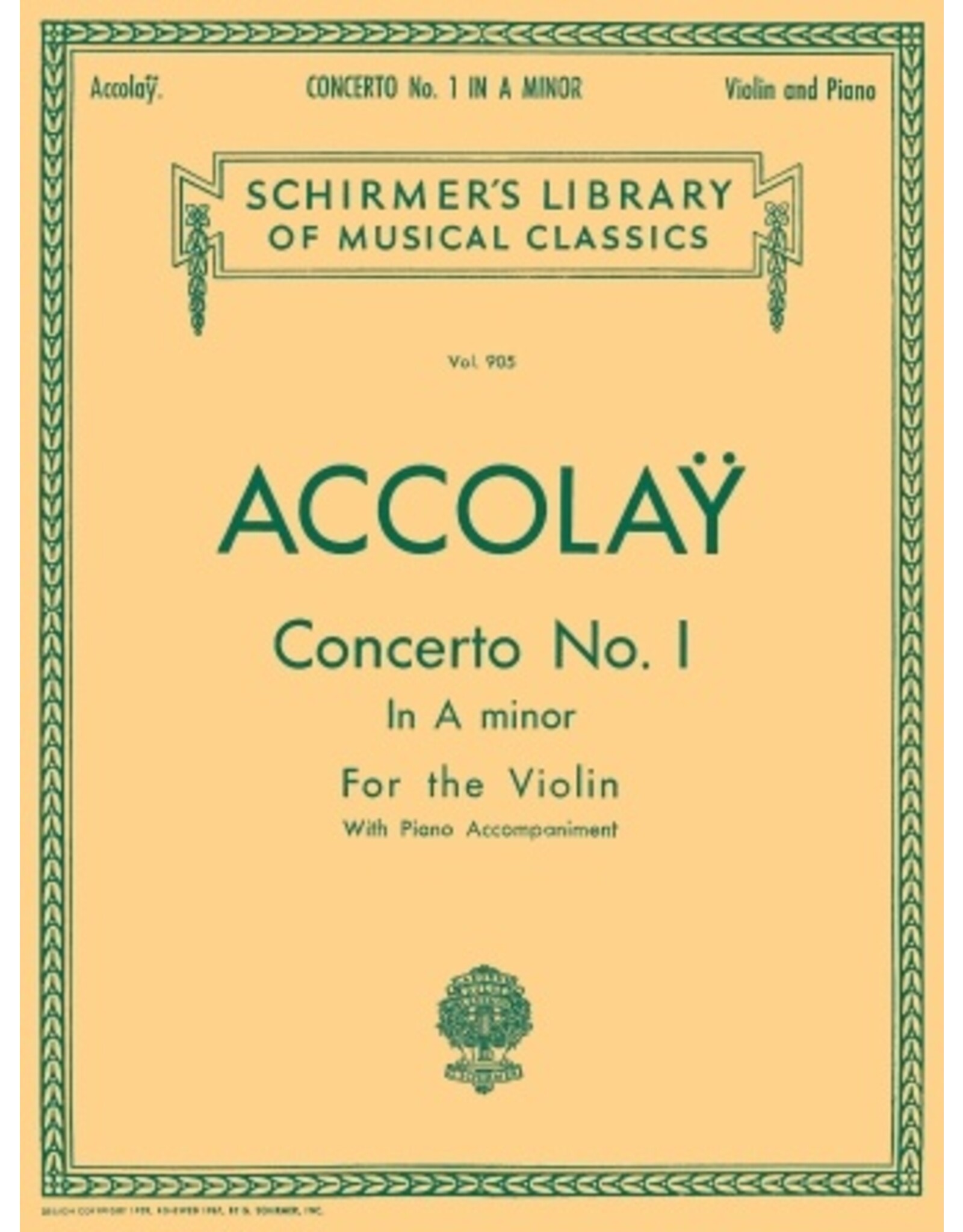 Hal Leonard Accolay - Concerto No. 1 in A Minor Violin with Piano Accompaniment (Schill) String Solo