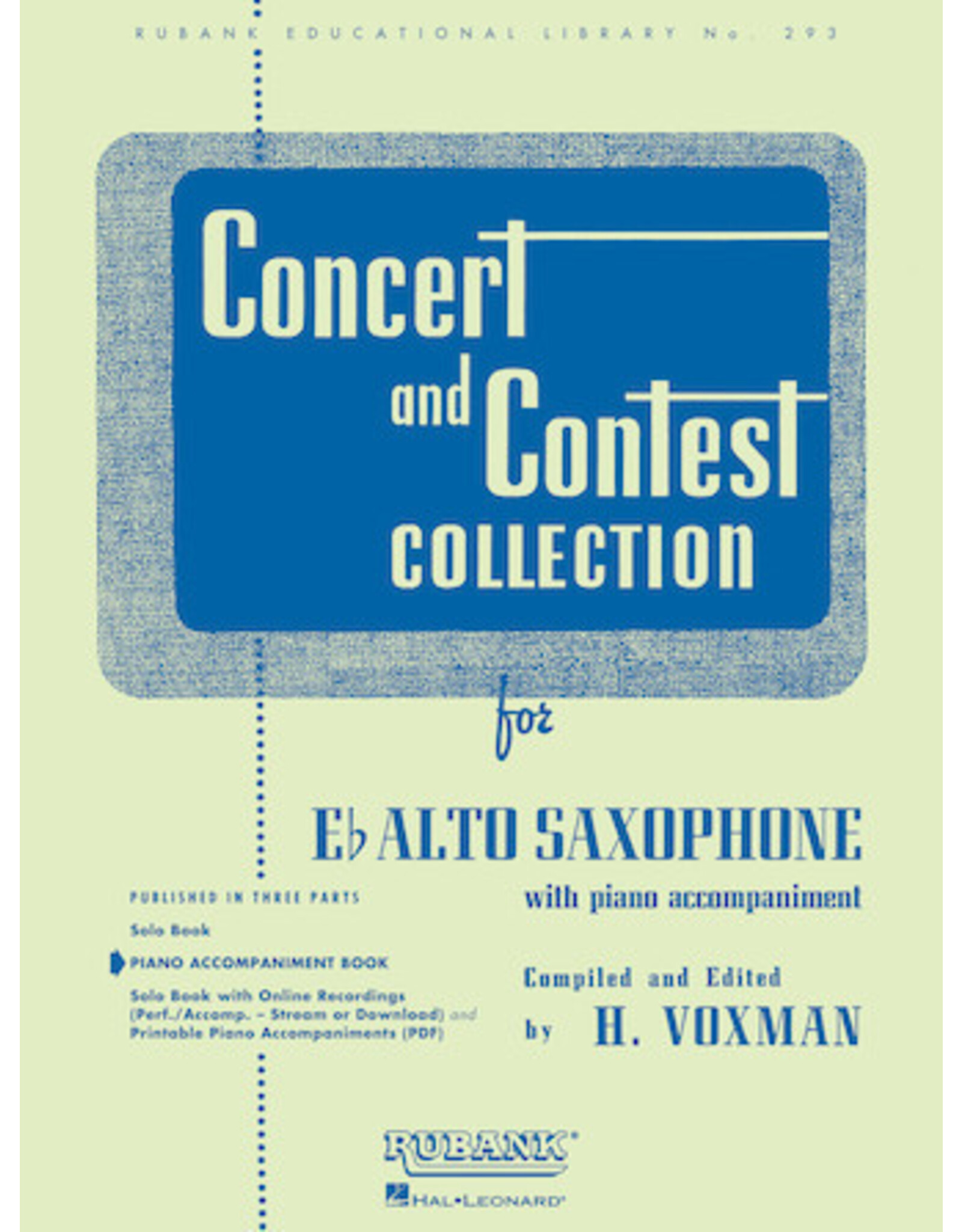Hal Leonard Concert and Contest Collection for Eb Alto Saxophone Solo Part Rubank Solo Collection Alto Saxophone - Solo Part