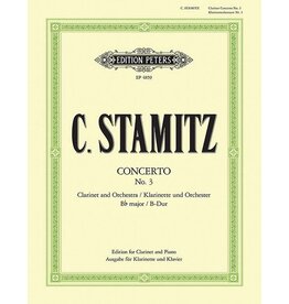 Edition Peters STAMITZ - CONCERTO (KONZERT)  NO 3 B FLAT CLARINET/PIANO