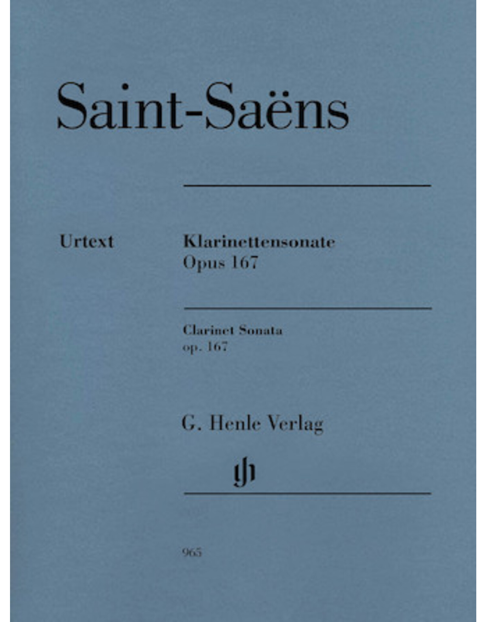 Henle Urtext Edition Sain-Saens - Clarinet Sonata, Op. 167 Softcover (ed. Peter Jost; fing. Klaus Schilde)
