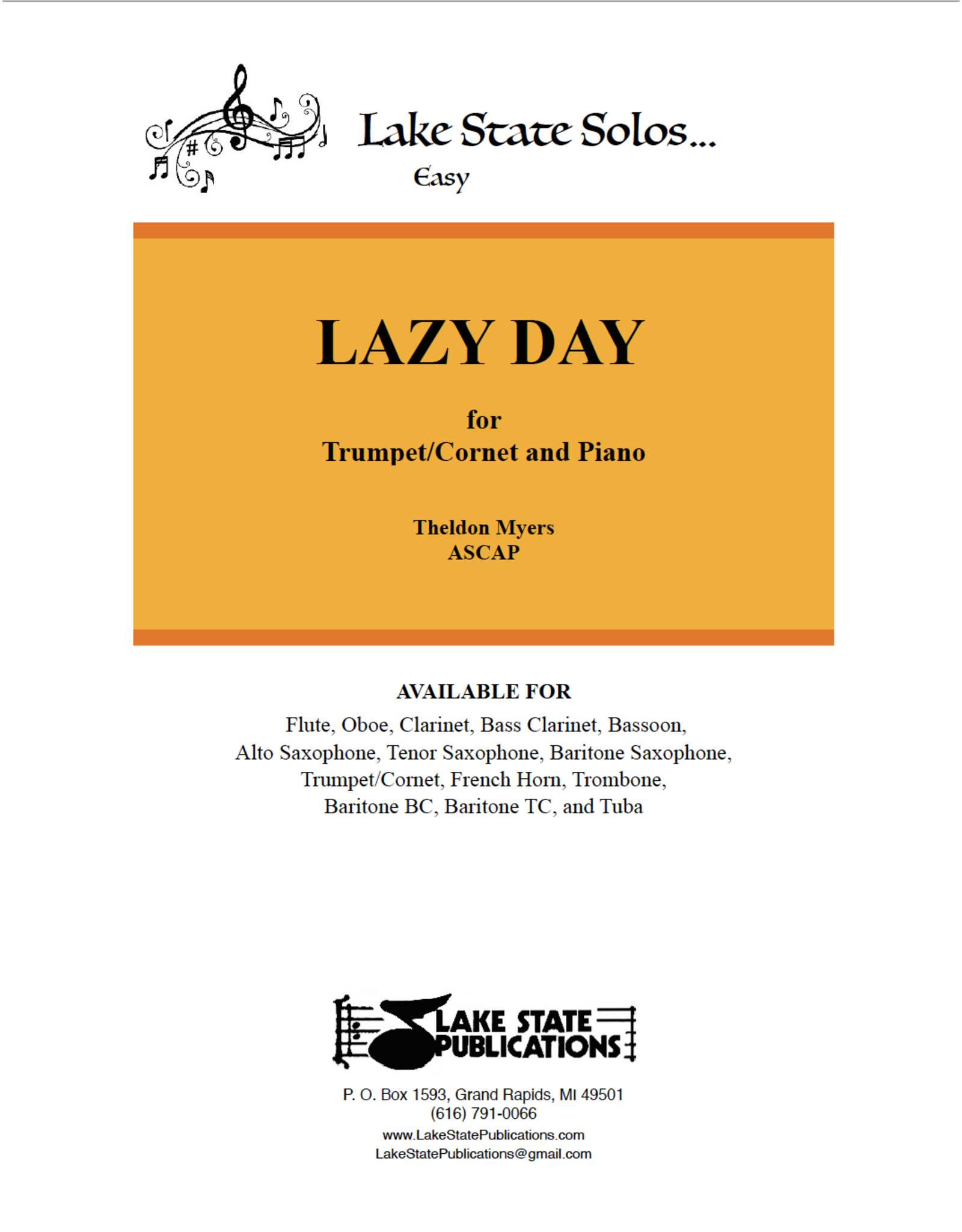 Lake State publications Myers - Lazy Day for Trumpet and Piano