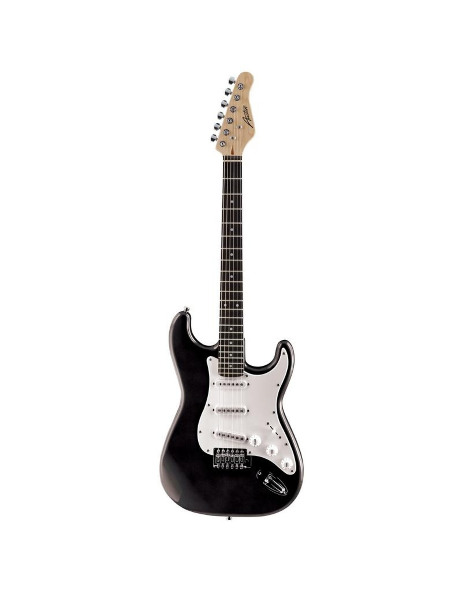 Austin Austin Electric Double Cutaway (Stratocaster Style) Black Guitar Pack (Incl. Bag, Amp, Strap, Picks, and Tuner)