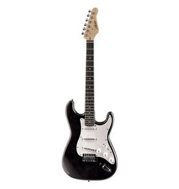 Austin Austin Electric Double Cutaway (Stratocaster Style) Black Guitar Pack (Incl. Bag, Amp, Strap, Picks, and Tuner)