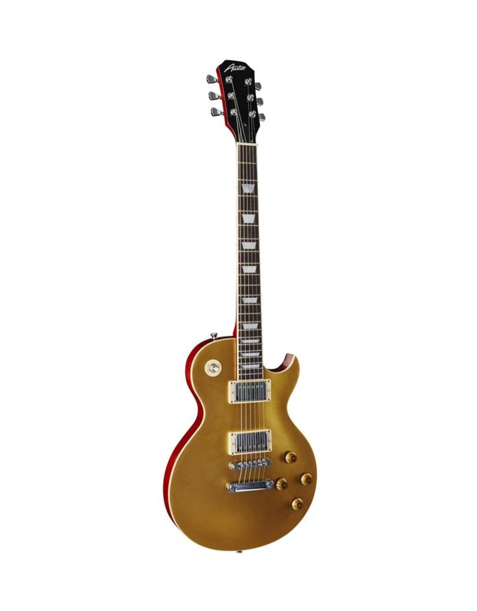 Austin Austin Electric Archtop (Les Paul Style) Super 6 Gold Top Pack (Incl. Bag, Amp, Strap, Picks, and Tuner)