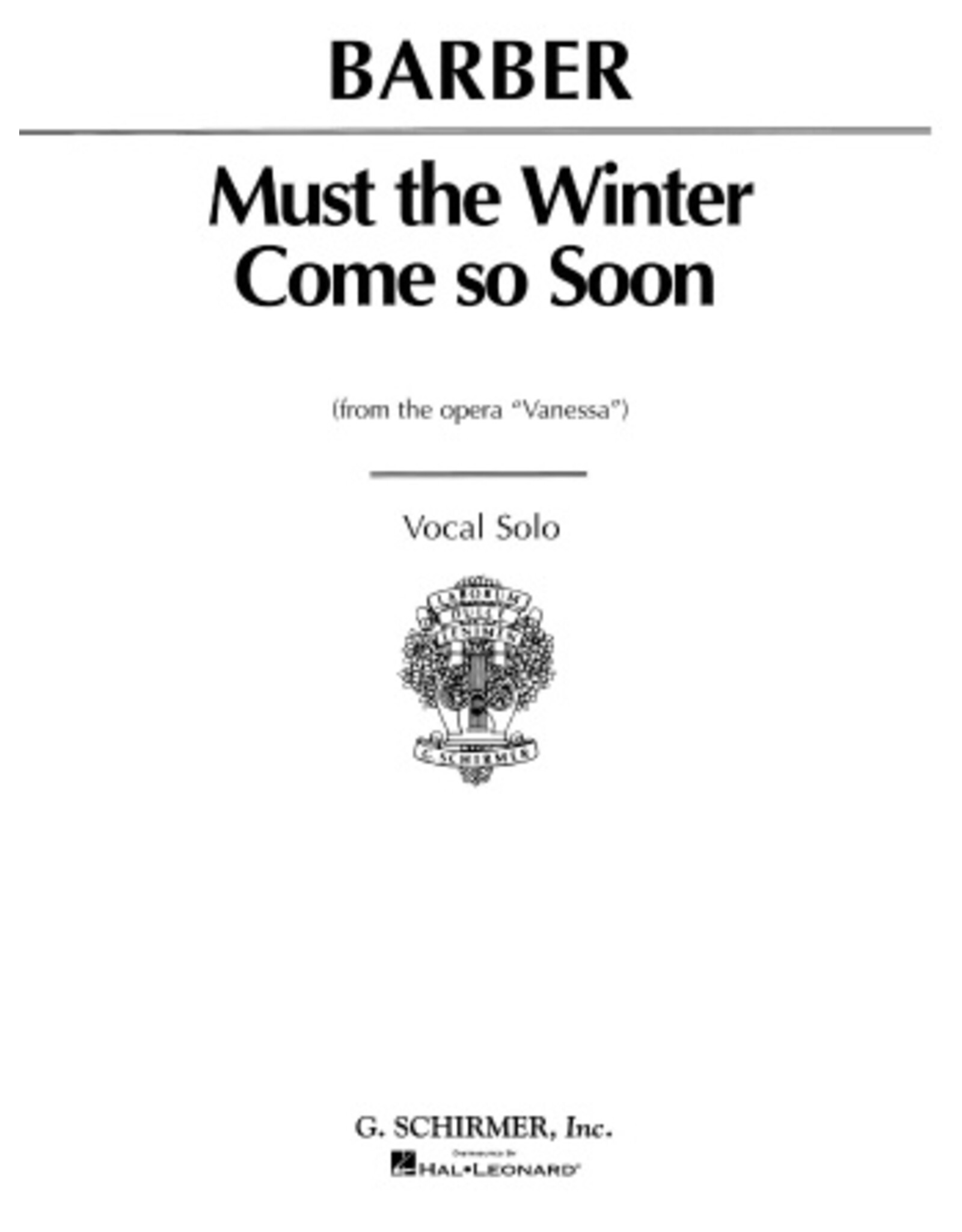 Hal Leonard Must the Winter Come So Soon (from Vanessa) Voice and Piano Vocal Solo