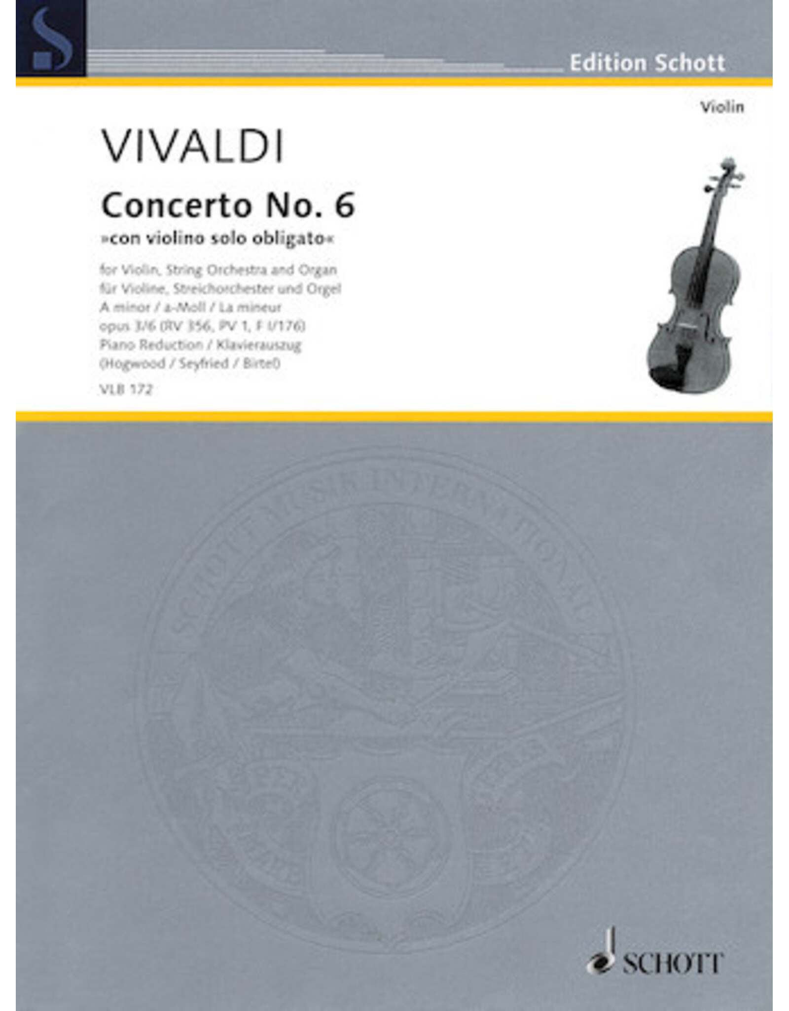 Edition Schott Vivaldi Concerto in A minor No. 6 Violin and Piano