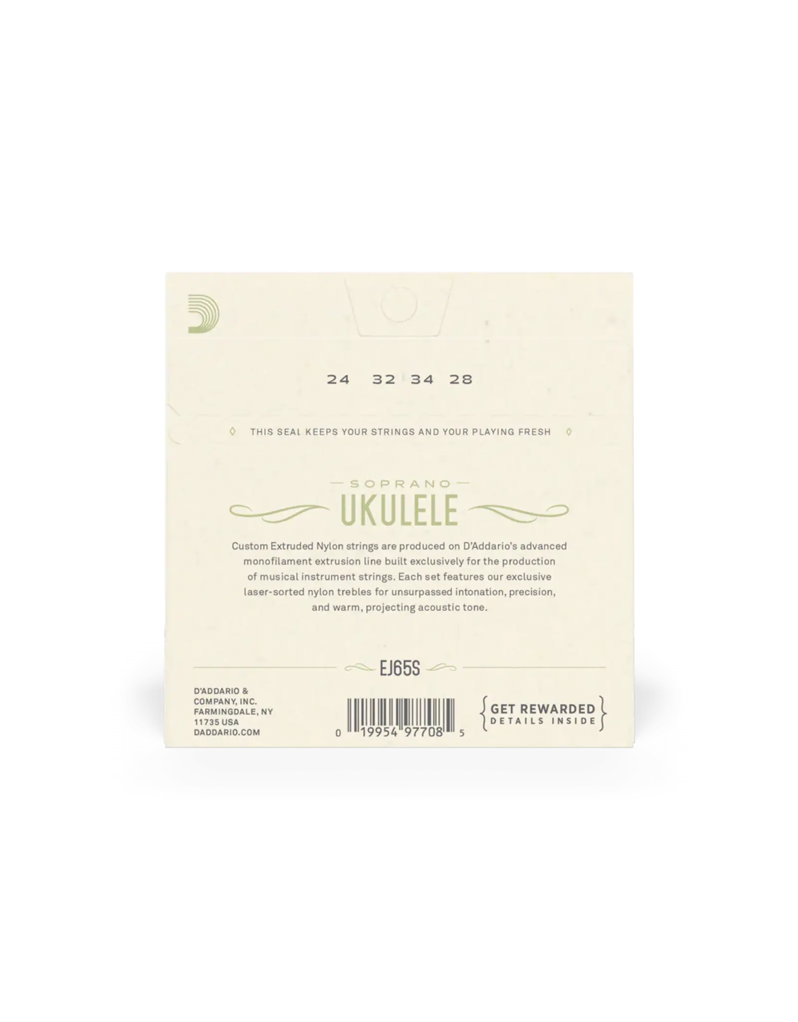 D'Addario D'Addario EJ65S Pro-Arte Custom Extruded Nylon Ukulele Strings, Soprano