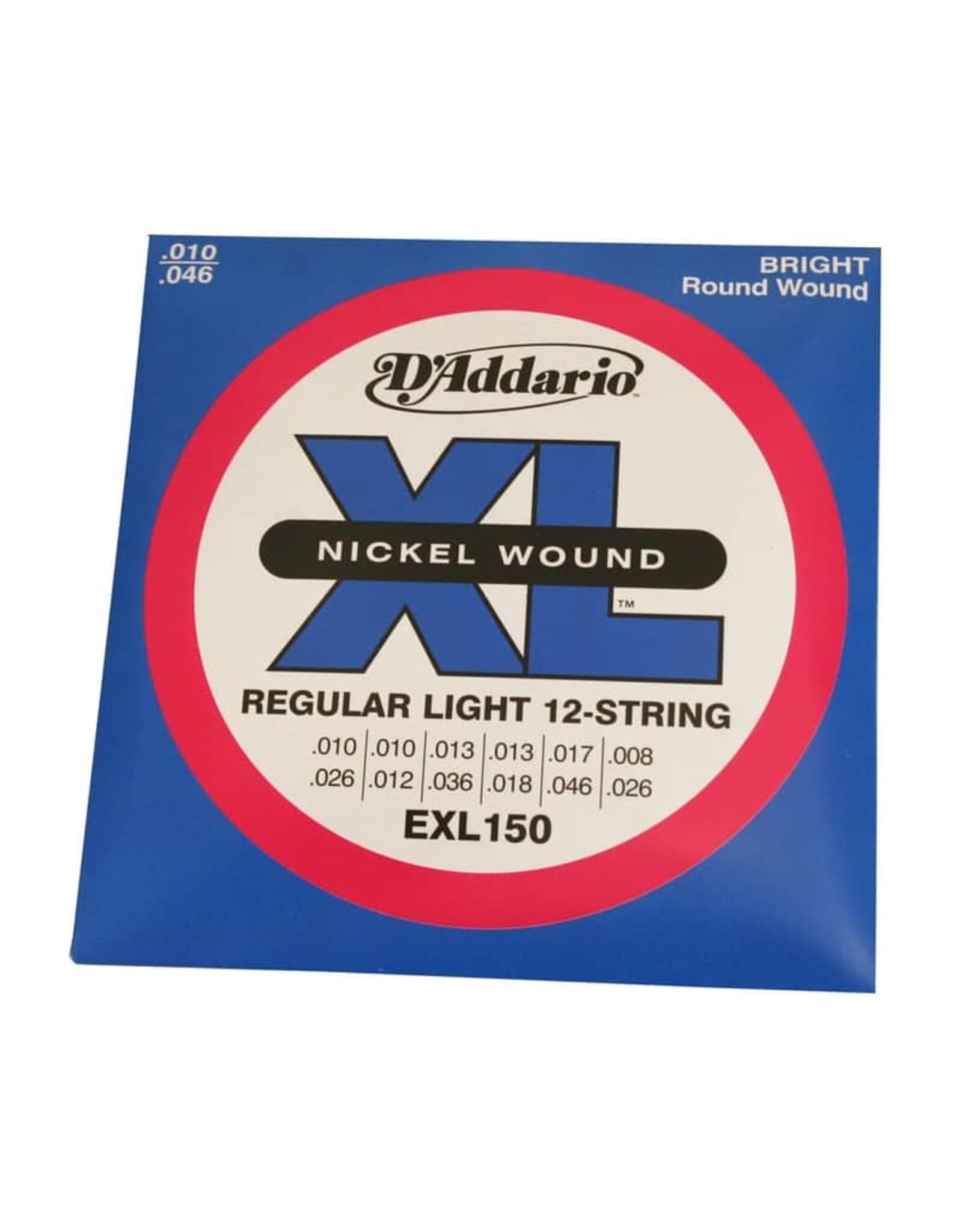 D'Addario D'Addario EXL150 Nickel Wound Electric Guitar Strings, 12-String, Regular Light, 10-46