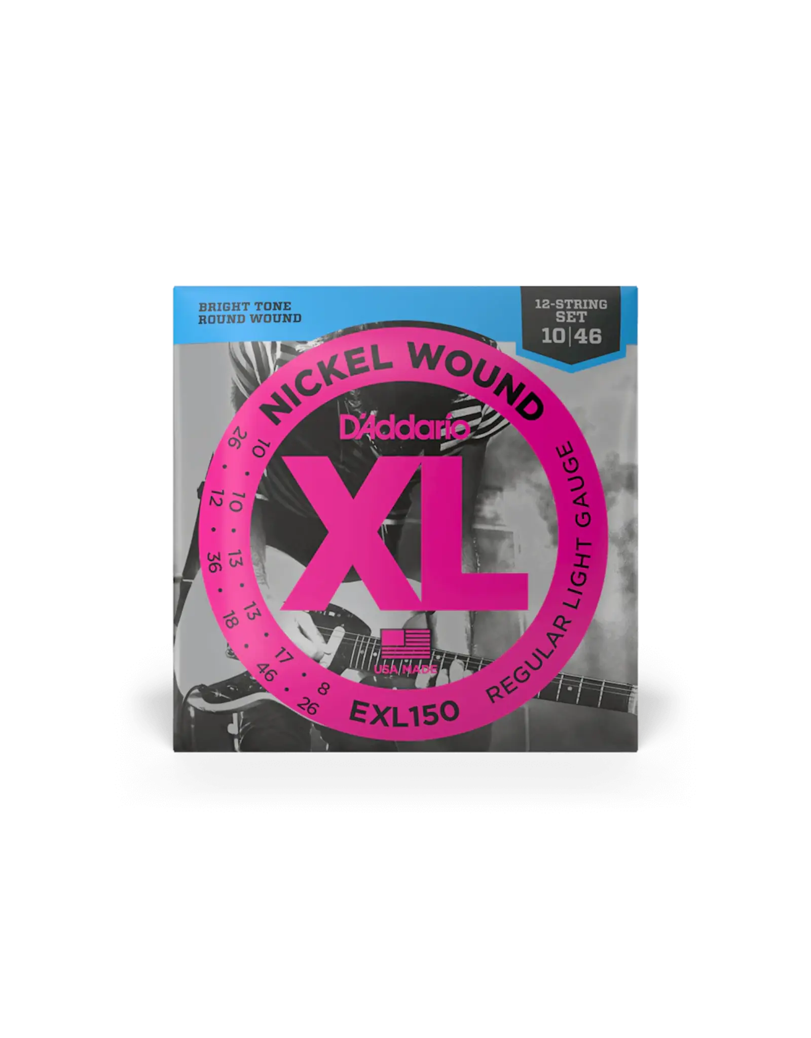 D'Addario D'Addario EXL150 Nickel Wound Electric Guitar Strings, 12-String, Regular Light, 10-46