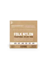D'Addario Normal Tension Ball End, Silver-Wound/Clear Nylon, Folk Nylon Classical Guitar Strings