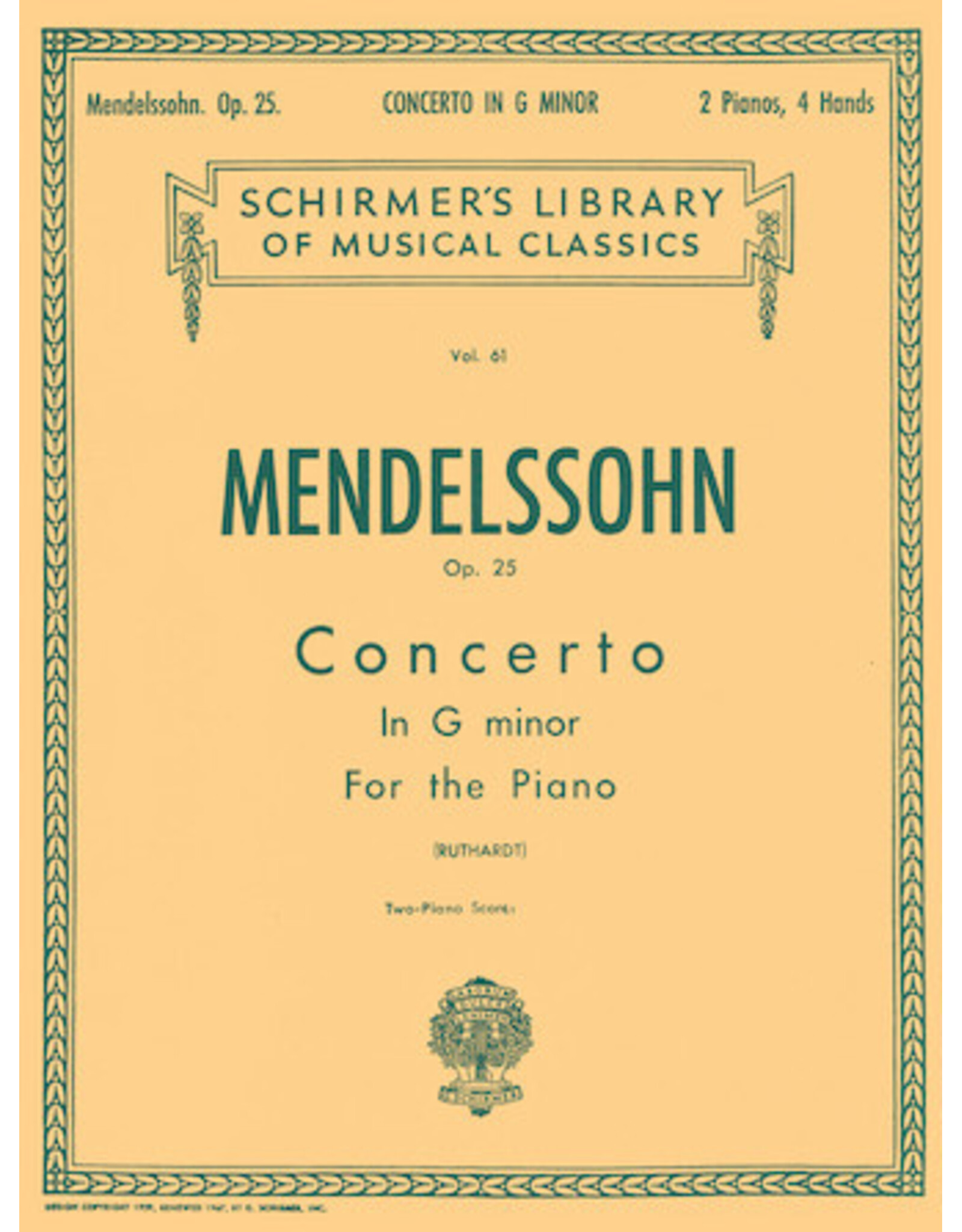 Hal Leonard Mendelssohn - Concerto No. 1 in G Minor, Op. 25 Piano Duet (Ruthardt) Piano Piano Duet